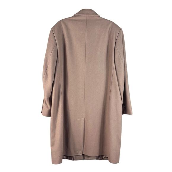 London Fog Men's Wool Pea Coat Overcoat Long Preppy Academia Tan Beige Camel 44S - Picture 3 of 10